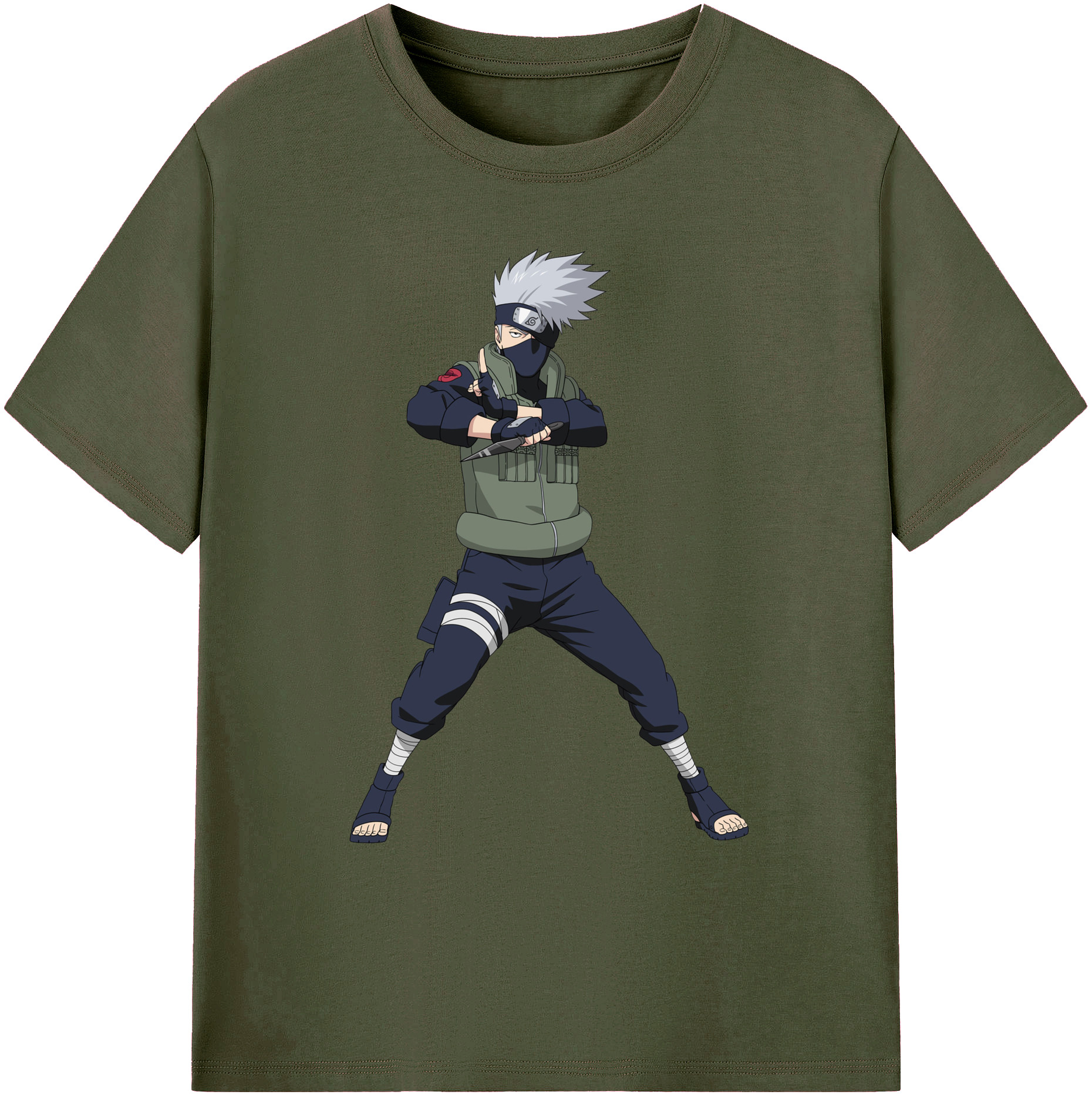 （画像用） NARUTO -ナルト- はたけ カカシ Hatake Kakashi 綿100％ メンズ半袖Tシャツ｜肌触りやわらか＆通気性